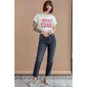 Mother The Tomcat Jeans in Say You're Sorry Black Grey Denim Distressed Fall